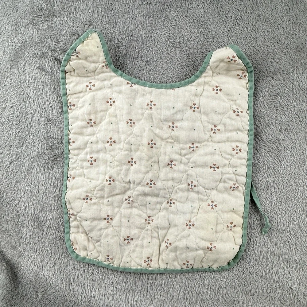 Vintage‎ 1980s Primitive Quilted Bib Clowns Baby Shower Gift Feeding